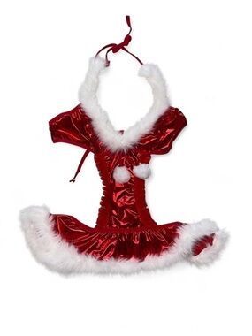 Red Faux-Fur Trim Santa Halter Dress lingerie